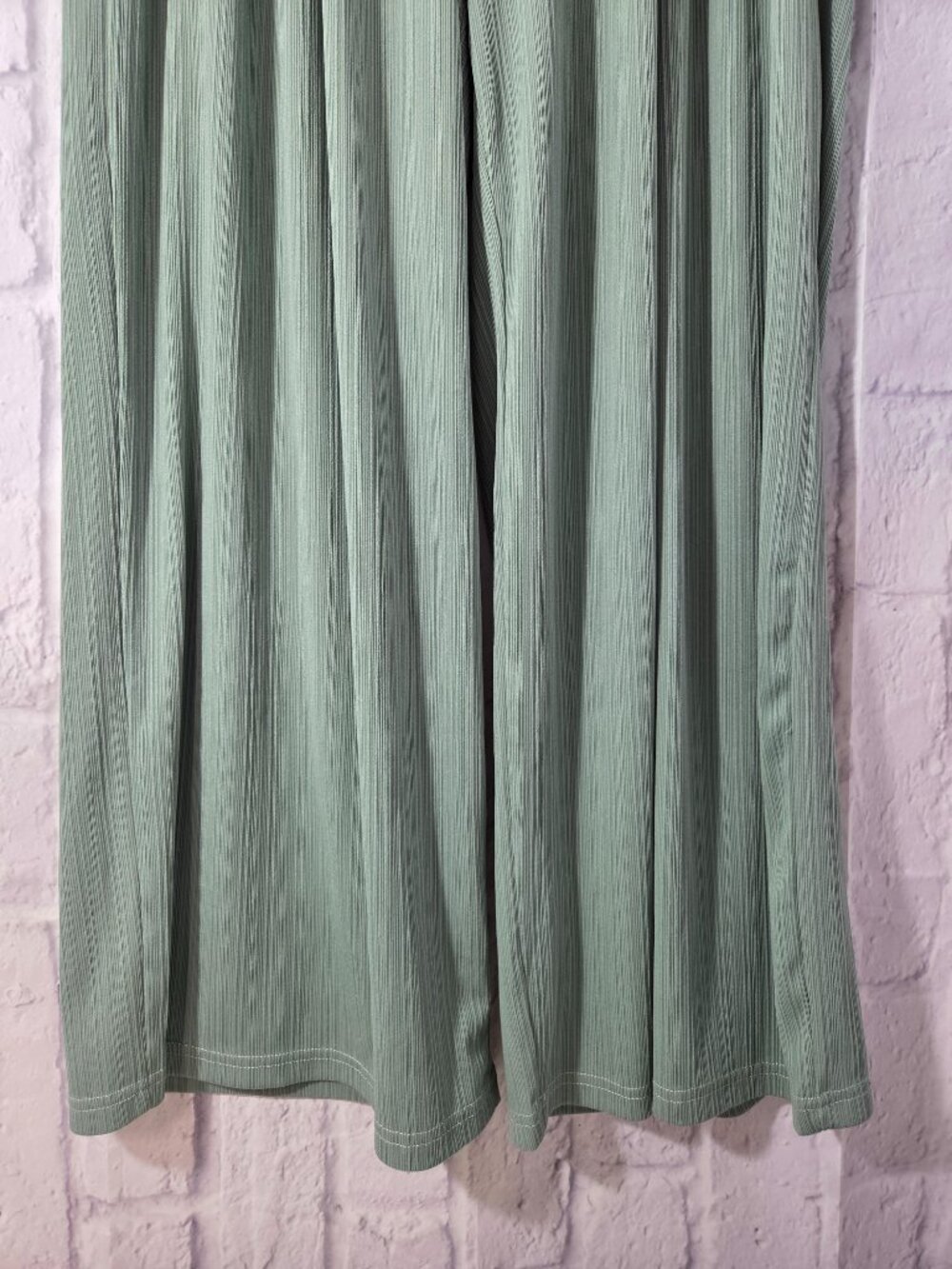 Cider 0XL Olive Sage Green Drawstring Pleated Flowing Silhouette Wide Leg Pants - Picture 3 of 10